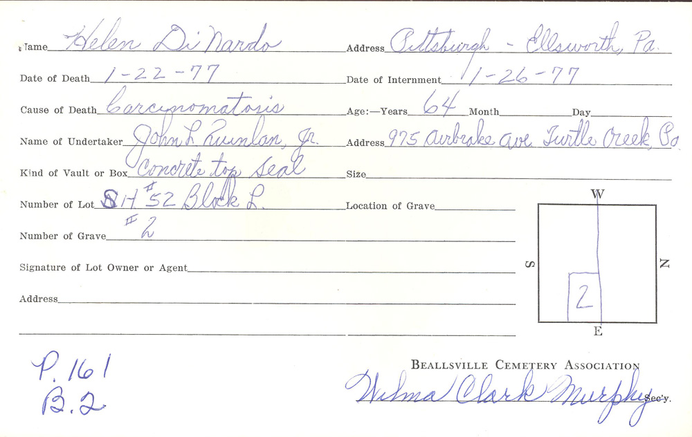 burial card